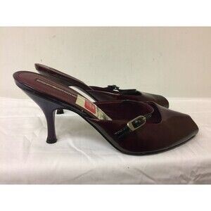 Via Spiga Womens Red open toes Toe Slip  Heels Leather slip on shoes Sz 8 M